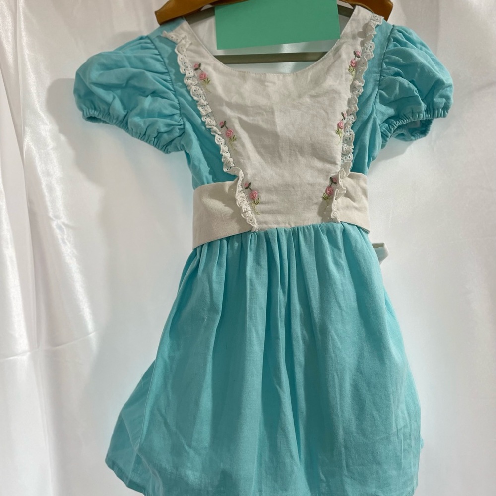 Adorable Blue and White Kids Casual Dress vintage